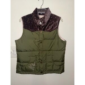 Old Navy Vintage 3-Tone Velvet Western Puffer Vest Olive Green Size L NWOT